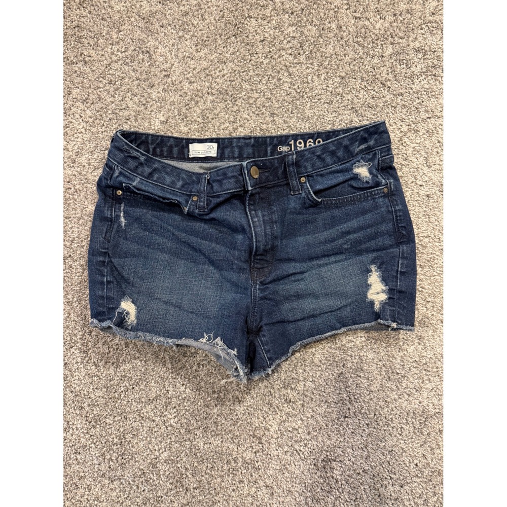 Gap Shorts Womens 30R Blue Maddie Slim Cut-Offs Distressed Denim Buckskin Wash